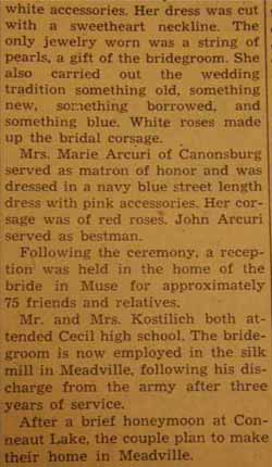 Part 2 Marriage Notice for Frank KOSTILICH to Anna King Moody, 12 Jul 1946