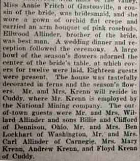 Part 2 Marriage Notice for John KRENN to Anna Mary Allinder, 30 Jun 1926