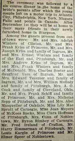Part 3 Marriage Notice for John Barth KRISS to Mary Hortense Winters, 5 Aug 1925