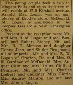 Part 2 Marriage Notice for James LOGAN to Flora Liebert, 3 Jul 1940