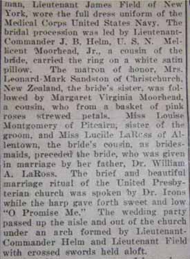 Part 2 Marriage Notice for James Mathison MONTGOMERY to Rosina Moorhead LaRoss, 18 Sep 1922