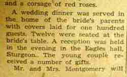 Part 3 Marriage Notice for James Mathison MONTGOMERY to Rosina Moorhead LaRoss, 18 Sep 1922