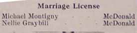 Michael MONTIGNY and Nellie GRAYBILL, LICENSE ONLY, 22 January 1915