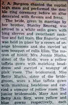 Part 2 Marriage Notice for Henry Leonard MUCHA to Susan Theresa Smorag, 28 Jun 1947