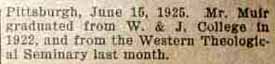 Part 4 Marriage Notice for Marshall C. MUIR to Mary Jeannette Shane, 24 Jun 1925