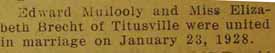 Wedding Notice 2 for Edward MULLOOLY to Elizabeth BRECHT, Thursday, 23 Jan 1928