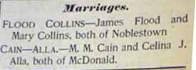 Marriage Notice for M. M. CAIN to Celina J. Alla, no date, in 10-27-1900 paper