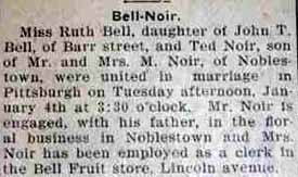 Marriage Notice for Theodore NOIR to Ruth Bell, 4 Jan 1927