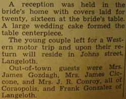 Part 2 Marriage Notice for Manuel NUNEZ to Loretta Maye Moore, 28 Oct 1940