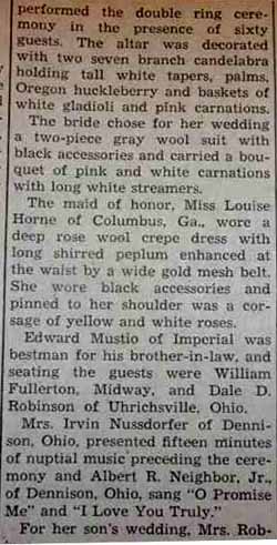 Part 2 Marriage Notice for Charles J. ROBINSON to Agnes Peacock, 10 Aug 1947