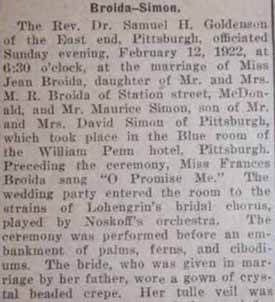 Part 1 Marriage Notice for Joseph ROTHFIELD to Frances Broida, 8 Feb 1925