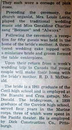 Part 2 Marriage Notice for John Henry ROTHS to Dorothy Schoelk, 11 Jul 1947