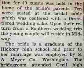 Part 2 Marriage Notice for Merle L. RUMBAUGH to Ruth Sickles, 21 Nov 1947