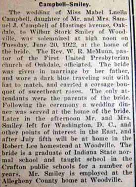 Article 2 Marriage Notice for Wilbert S. SMILEY to Mable Luella Campbell, 21 Jun 1922