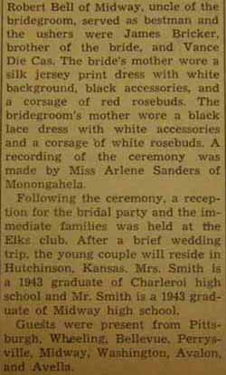 Part 3 Marriage Notice for Thomas Dixon SMITH, Jr. to Barbara Ann Bricker, 14 Jul 1946