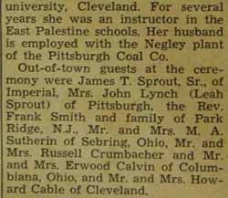 Part 2 Marriage Notice for James SPROUT to Grace Sutherin, no date, in 7-19-1940 paper