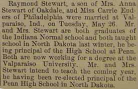 Marriage Notice for Raymond STEWART to Carrie Enders, 26 May 1914
