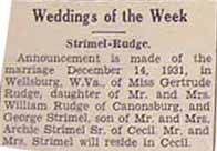 Article 1 Marriage Notice for George STRIMEL to Gertrude Rudge