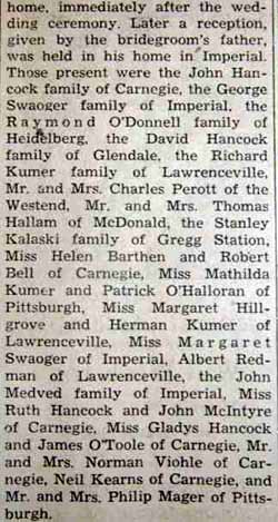 Part 2 Marriage Notice for George Richard SWAOGER to Anna Margaret Hancock, 27 Oct 1938