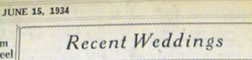 Newspaper column header says Recent Weddings