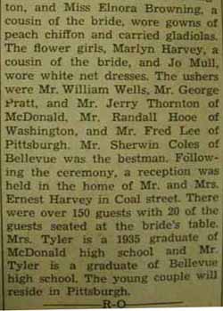 Part 2 Marriage Notice for Charles Edward TYLER to Louise LaVerne Browning, 16 Apr 1938