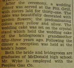 Part 2 Marriage notice for Marriage notice for Alexander Lee WYKE to Marie Genevieve Schaefer, 15 Sep 1936