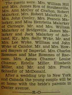 Part 3 Marriage notice for Alexander Lee WYKE to Marie Genevieve Schaefer, 15 Sep 1936