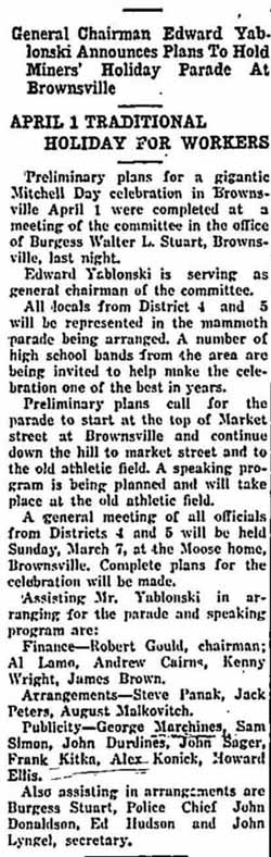 Article about 1948 Andrew CAIRNS and other coal miners